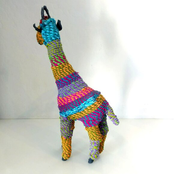 Bohemian Hand Crafted Colorful Indian Giraffe 19" Recycled Yarn Rope - Picture 2 of 5